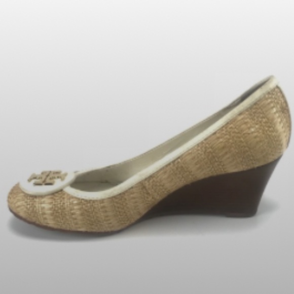 Tory Burch Straw Linen Wedges 7.5M - Picture 3 of 8